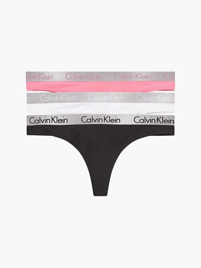 Calvin Klein Underwear HU795397 | Calvin Klein Radiant Cotton Női Tanga Fekete / Fehér / Rózsaszín